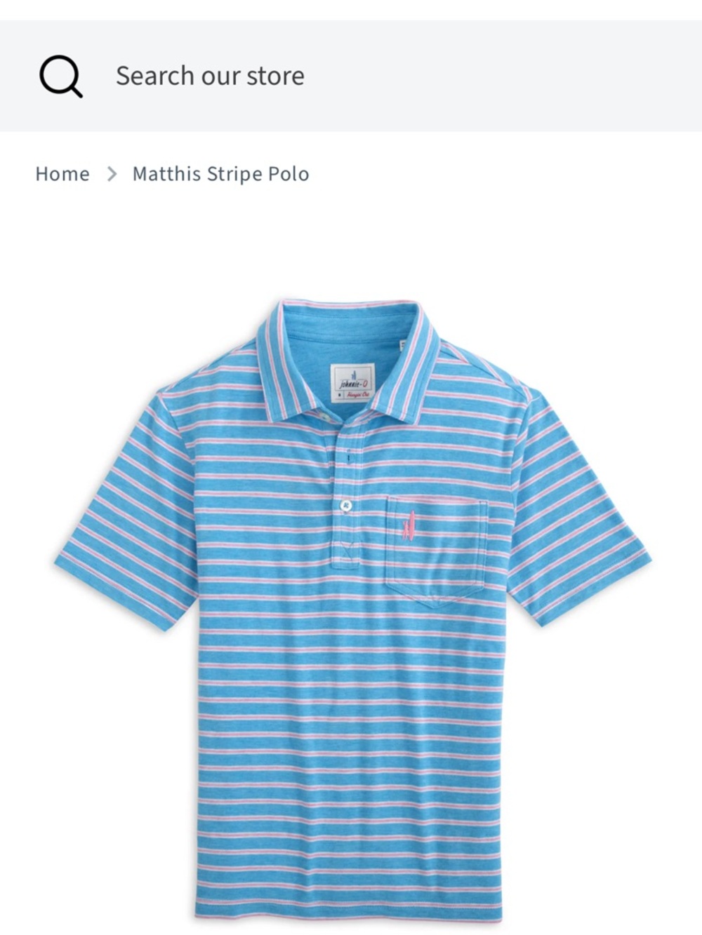 johnnie-O Kids Matthis Stripe Polo in Sky Blue and Pink (Aspen) - Size 14